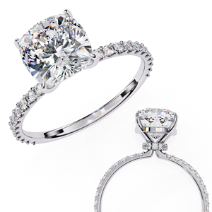 Bague solitaire classique en diamant taille coussin, or 10 carats, tendance, à porter au quotidien - Product Image 3