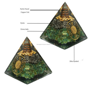 Lápiz de pirita de Jade verde tallado, bobina de cobre, pirámide de orgón, herramienta de recuperación de dinero, artesanías de piedra semipreciosa Zibu - Product Image 2