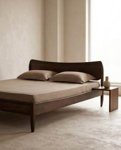 เตียงคู่ไม้สักสไตล์ญี่ปุ่นพร้อมโครงเตียงแบบขาเรียว - Product Image 2