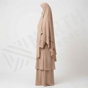 Abaya Jilbab para Mujer, Color Personalizado, Vestido Musulmán Informal y Modesto de Dos Piezas, Cintura Elástica Personalizada, Conjunto de Ropa Islámica a la Moda - Product Image 3