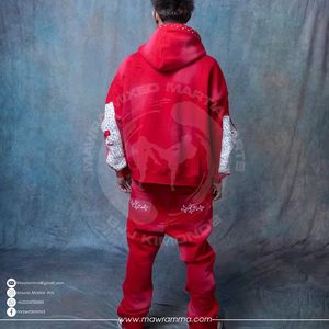 Sweat à capuche épais 100% coton, surdimensionné, en polaire, effet délavé, avec logo brodé en strass, style streetwear, vente en gros, personnalisable pour homme - Product Image 2