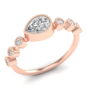 REYES Joyería Fina, Anillos de Compromiso de Plata de Ley 925 con Corte de Pera y Moissanita de 0.89 Quilates, Chapados en Oro Rosa de 14K y 18K, Joyería para Mujer - Product Image 2