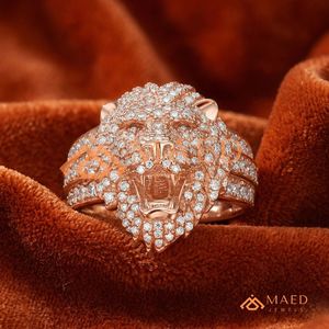 <b>Mens</b> Rose Gold Tone Moissanite Diamond Tiger Head <b>Ring</b> Luxury Hip Hop Diamond <b>Ring</b> for <b>Men</b> - Product Image 6