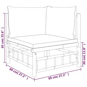 Conjunto Modular de Muebles de Jardín de Bambú Blanco Crema, Tamaño Mediano, para Sofás de Exterior - Product Image 6