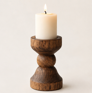 Handcrafted Rustic Wooden Pillar Candle Holder Solid Mango Wood Candlestick Stand For Home Decor Wedding Table Centerpieces - Product Image 3
