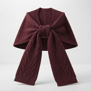 Fournisseur OEM ODM – Écharpe châle tricotée sur mesure, poncho chaud d'hiver surdimensionné, écharpe pull pour femme avec franges et pompons, capes en gros - Product Image 4