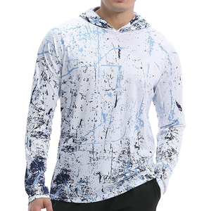 Sudadera con Capucha de Pesca de Manga Larga para Hombre, Azul Claro, Estampado Abstracto, Protección Solar UPF 50 Anti-UV - Product Image 5