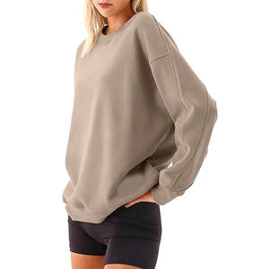 100% Cotton Women Pullover Sweatshirt Soft Fleece Lined Ribbed Cuffs Wholesale OEM ODM Custom Logo Factory - Product Image 3