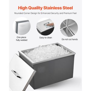 Contenitore per Ghiaccio Commerciale in Acciaio Inox 20"L X 14"W X 12"H con Coperchio, 31.7 Qt, per Uso Esterno, Regalo Ideale - Product Image 4