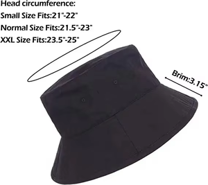Chapeau Bob Unisexe Noir Écologique Respirant en Toile Couleur Unie Ajustable pour Adultes Printemps-Été - Product Image 3