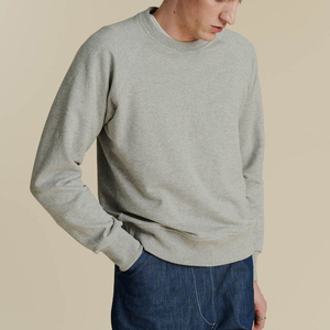 <b>Men's</b> Gray Raglan Sleeve Crew Neck <b>Pullover</b> Sweatshirt Regular Fit Solid Color Cotton French Terry Casual Wear Autumn Style - Product Image 6