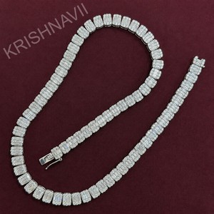 Luxury 8.5MM Lab Diamond 14K White Gold Tennis Necklace for Women Men <b>Iced</b> <b>Out</b> Diamond Link <b>Chain</b> Statement Jewelry Gift - Product Image 3