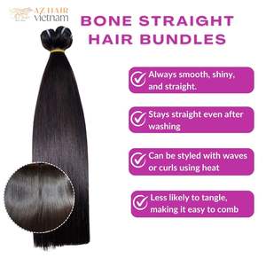 Vente en gros de haute qualité vietnamien os droit cheveux humains paquet trame extensions de cheveux naturel soyeux plus dentelle fermeture perruque - Product Image 6