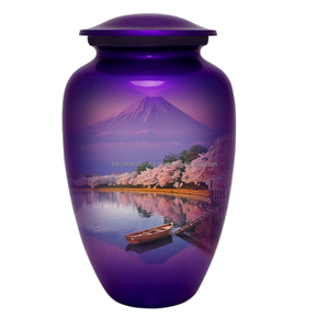 Urna de cremación conmemorativa funeraria con diseño de montaña y tema de sol clásico para adultos para cenizas humanas, urna de cremación hecha a mano - Product Image 6