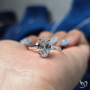 Bague de fiançailles et de mariage de luxe à taille ovale, diamant de laboratoire IGI de 2 carats, solitaire à double sangle en or massif 10K - Product Image 5