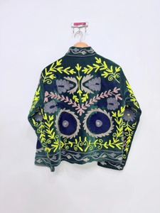 Bata Vintage con Bordado Floral para Mujer, Manga Larga, Cuello Mandarín, Algodón y Fibra de Bambú, Bordado a Mano, Ropa de Invierno - Product Image 3