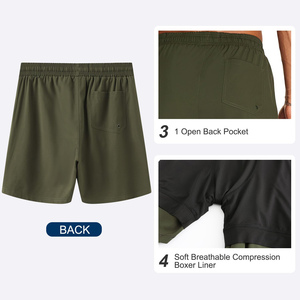 <b>Men's</b> Solid Green Quick Dry Board Shorts With Drawstring Waist And Pockets Casual Swimwear Short Length For Sale - Product Image 5