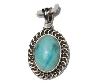 Compre colgante de piedras preciosas de Plata de Ley 925 hecho a mano, ajuste de bisel de Larimar sin tratar, colgantes y dijes de moda de cabujón ovalado - Product Image 3