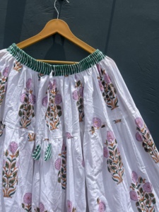 Handmade Casual Floral Print Cotton Maxi <b>Skirt</b> Boho Tiered Beach <b>Skirt</b> with <b>Patchwork</b> A-Line Silhouette Loose Fit - Product Image 3