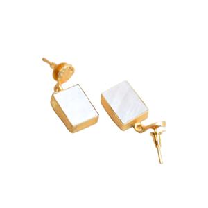 ต่างหูทองเหลืองชุบทองแบบคลัสเตอร์ งานแฮนด์เมด ประดับด้วยหินกึ่งมีค่า พื้นผิวทองเหลืองแบบด้าน ดีไซน์โบโฮชิค ขายส่ง - Product Image 6