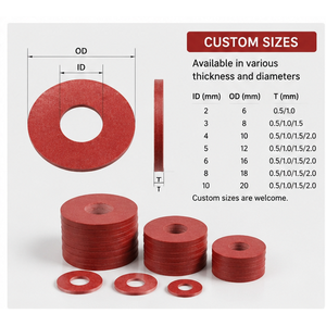 Junta de aislamiento eléctrico de fibra vulcanizada roja, anillo de papel troquelado para sujetadores - Product Image 3