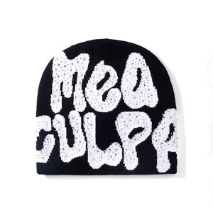 Hot Selling Unisex Street Style Knitted Beanie <b>Caps</b> With Rhinestone Casual <b>Winter</b> Warm Lightweight Breathable Skull <b>Caps</b> - Product Image 1