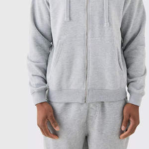 Sudadera con Capucha y Cremallera de Forro Polar Grueso de 400 g/m², 100% Algodón, Color Negro Sólido, Corte Regular, para Invierno, con Cuello con Capucha y Cremallera, Térmica - Product Image 6