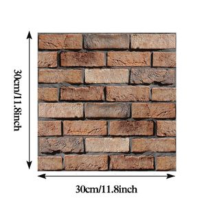 Carta da Parati 3D Effetto Mattoni Adesiva - 10 Pacchi di Adesivi Rimovibili Finto Mattone 30x30 cm Stile Vintage per Decorazione Murale - Product Image 3