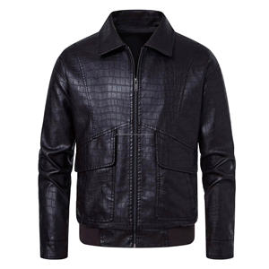 Veste en cuir PU 100% pour homme, nouvelle collection, style vintage embossé, veste en toile pour l'automne - Product Image 4