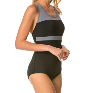 Traje de Baño de Una Pieza Personalizado de Color Sólido para Mujer, Transpirable, para Natación, Entrenamiento y Deportes - Product Image 5