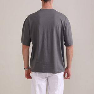 2026 Ballot de vêtements usagés, T-shirt oversize pour hommes grands et robustes, uni, à manches courtes, respirant, 100% coton - Product Image 6