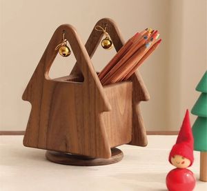 Organisateur de papeterie en bois fait main, porte-accessoires de bureau en bois pour usage quotidien, porte-stylos décoratif en bois à grain naturel - Product Image 1