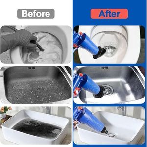 Set di attrezzi a pistone per WC, sbloccatore pneumatico per fognature, strumento per la rimozione di intasamenti per lavelli, WC, bagni, docce - Product Image 3