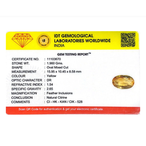 Natural Citrine Cat's Eye Loose Gemstone 9.8 Carat Excellent Cut Yellow Certified Wholesale - Product Image 4