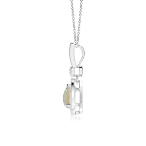 Collar con Colgante de Oro de 14k, Ópalo de Fuego en Forma de Pera de 6x4mm y Diamante G-H en Forma de Lágrima, Joyería Fina - Product Image 2