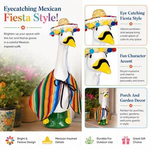 <b>Mexican</b> Fiesta Goose <b>Costume</b> Rainbow Poncho Straw Sombrero Funny Mustache Porch Lawn Decoration - Product Image 5