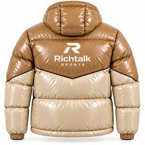 Chaqueta Acolchada con Capucha para Hombre, Invierno, Resistente al Viento, Relleno Grueso de Poliéster, Estilo Deportivo Urbano, Color Beige, Cierre de Cremallera Frontal - Product Image 2