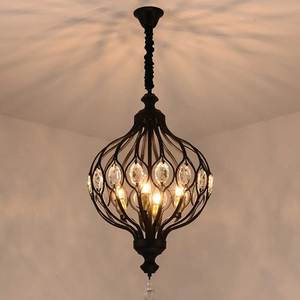 Modern Circular Indoor Hanging Lantern With Crystals And Metal Frame For Home Restaurants Bars And Hotels - Product Image 1
