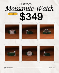 นาฬิกาข้อมือผู้ชาย Afar Jewels หรูหรา ประดับเพชร VVS Moissanite สายหนังแท้ แบบอนาล็อก - Product Image 1