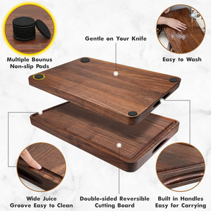 Planche à découper en noyer avec rainure profonde pour jus, idéale pour les légumes, prix de gros, personnalisable avec logo, pour la cuisine - Vente chaude - Product Image 5