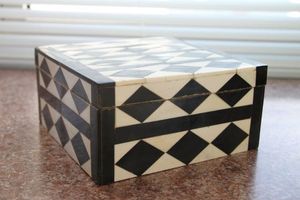 Resin inlay <b>storage</b> boxes <b>Stackable</b> cardboard bins Glossy bedroom neatening Mdf rectangle <b>storage</b> set - Product Image 6