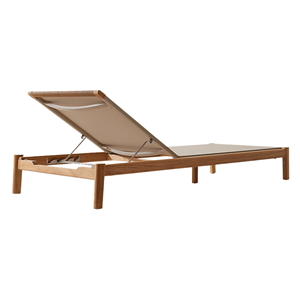Chaise longue d'extérieur en teck durable, réglable et inclinable, avec cadre plat et lignes épurées, idéale pour piscine, jardin et resort - Product Image 4