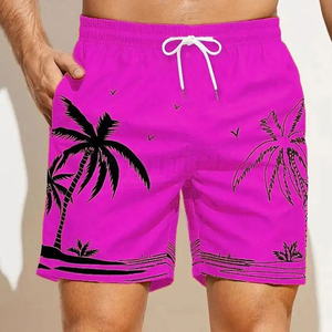 Short de bain pour homme à imprimé palmiers, taille élastique avec cordon de serrage, séchage rapide, décontracté, pour l'été et la plage - Product Image 4