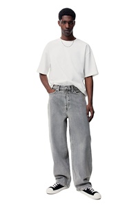 Nuevo diseño de alta calidad 100% algodón Baggy Fit Denim Grey Hombres redondeados Lag stack @ Tobillo 5-Pocket Jeans a precio de fábrica al por mayor - Product Image 3