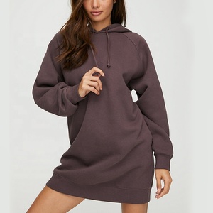 Vestido Sudadera con Capucha Oversize para Mujer, Color Liso, Manga Larga, Tejido de Algodón Transpirable, Ropa de Otoño - Product Image 1