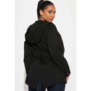 Women's Long Quilted Jacket Hooded Full Sleeve <b>Winter</b> <b>Coat</b> Solid Color Polyester <b>Thick</b> Zipper Closure - Product Image 6
