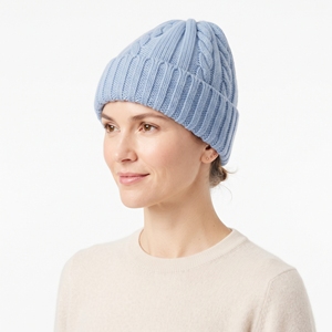 Bonnet d'hiver personnalisé unisexe en tricot épais bleu, en laine et acrylique, chaud et doux, idéal pour le ski et les activités de plein air - Product Image 3