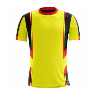 Camiseta Deportiva Amarilla para Hombre, Diseño con Paneles Negros y Rojos, Manga Corta, Transpirable, para Entrenamiento Atlético - Product Image 5