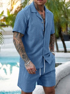 Nouvel ensemble de survêtement d'été pour homme 100% coton séchage rapide tricoté col rond 280g T-shirt à manches courtes et short streetwear personnalisable - Product Image 5