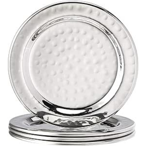 Luxury Hammered <b>Silver</b> Metal <b>Coasters</b> Set Of 4 Handmade Water Ripple Textured Stainless Steel Cup Mats For Home And Office Decor - Product Image 4